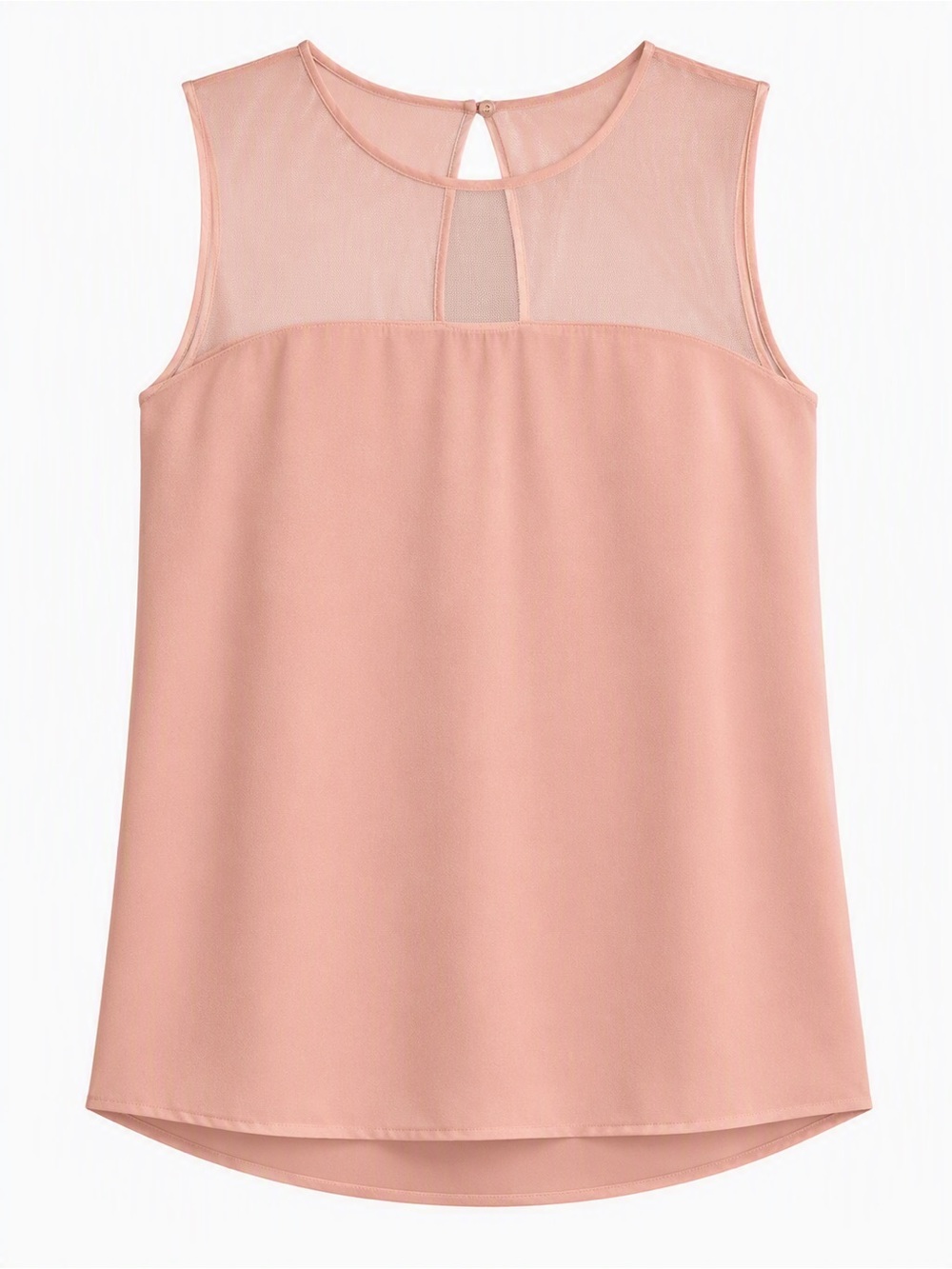 Aritzia Babaton Blush Pink Sleeveless Keyhole Mesh Yoke Camisole Sz S Like New